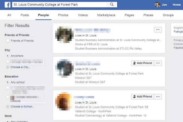 طرق البحث عن أصدقاء في الفيسبوك