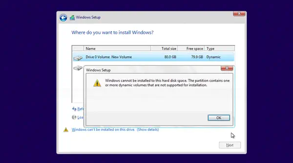 حل مشكلة windows cannot be installed to this disk