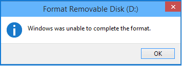 مشكلة windows was unable to complete the format memory card
