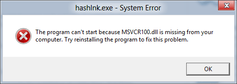 the program can't start because msvcr100 dll
