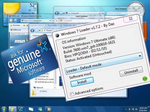 مشكلة genuine windows 7