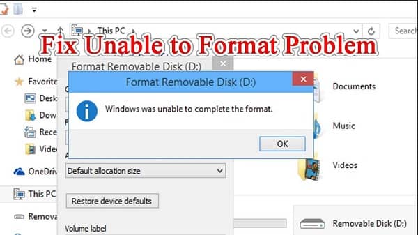 حل مشكلة windows was unable to complete the format memory card