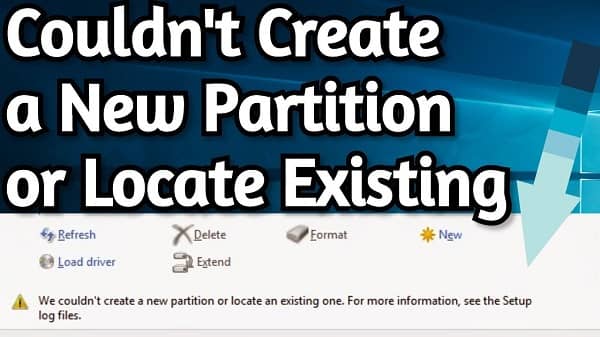 مشكلة we couldn't create a new partition